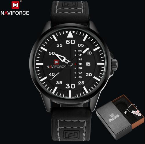 NAVIFORCE Tactical Military Quartz Watch: Leather Strap, Luminous Hands, and Date Function