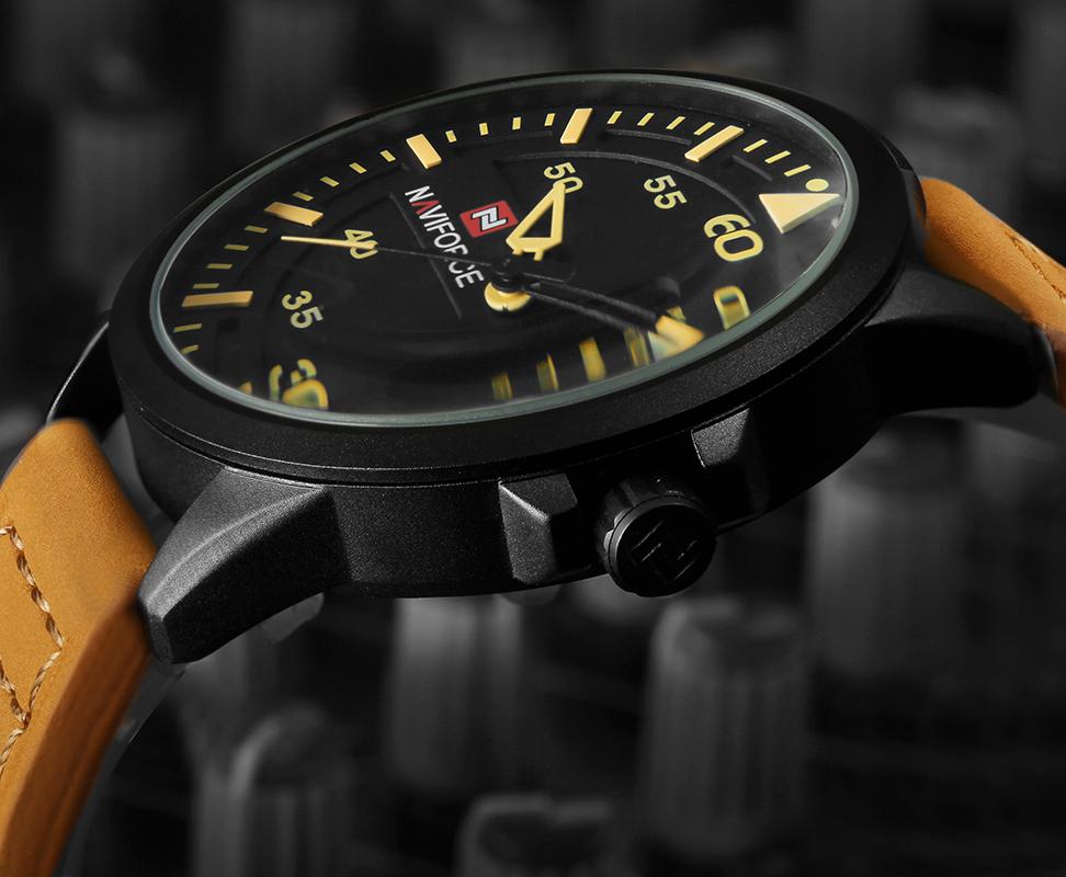 NAVIFORCE Tactical Military Quartz Watch: Leather Strap, Luminous Hands, and Date Function