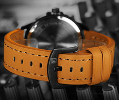 NAVIFORCE Tactical Military Quartz Watch: Leather Strap, Luminous Hands, and Date Function