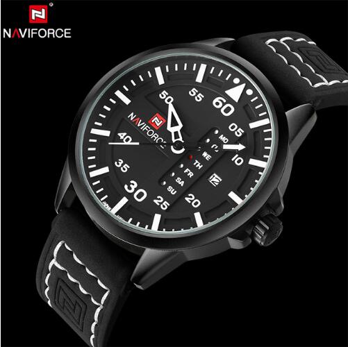 NAVIFORCE Tactical Military Quartz Watch: Leather Strap, Luminous Hands, and Date Function